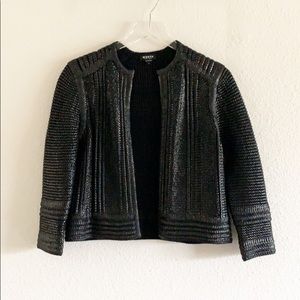 Worth Black Metallic Ribbed Knit Blazer Jacket P